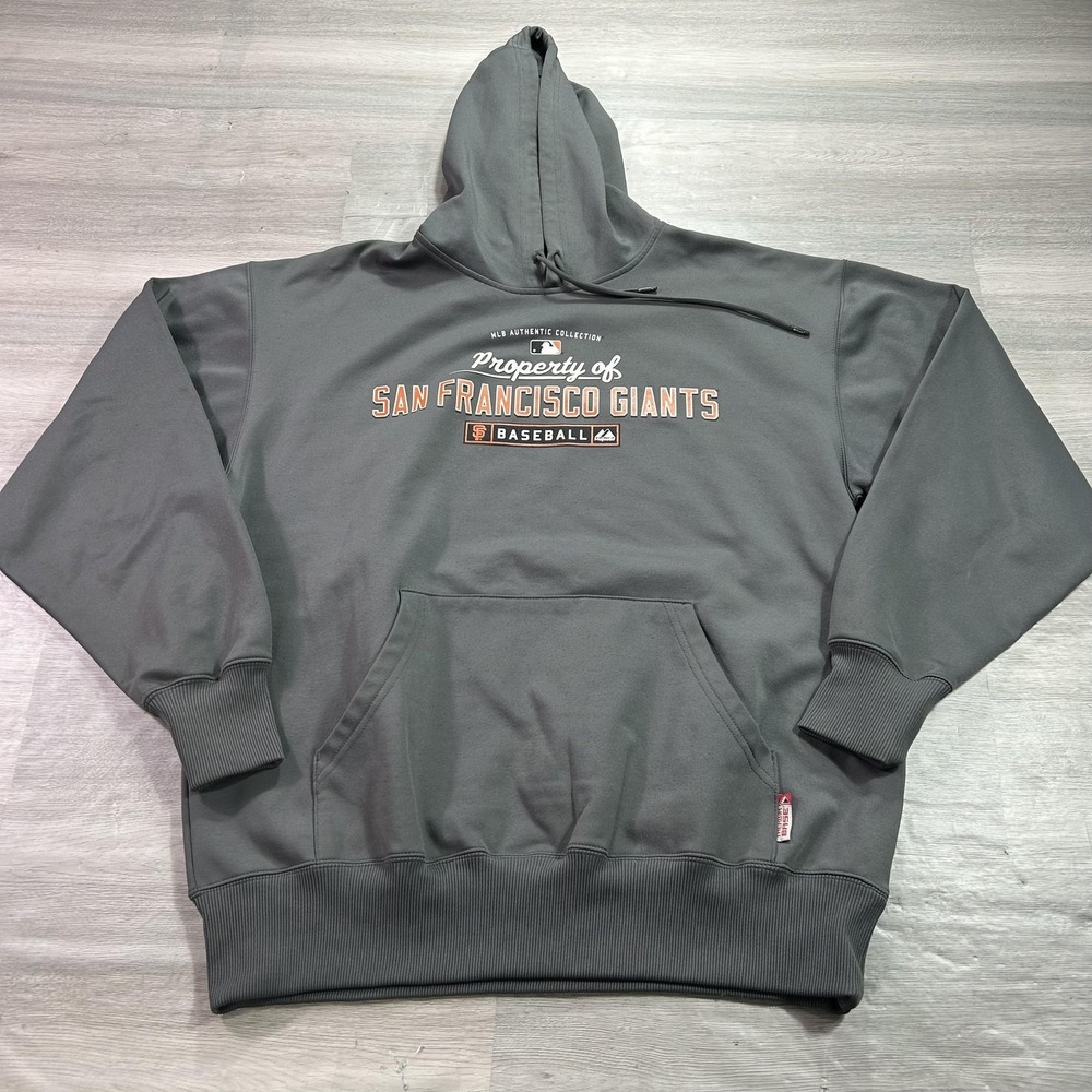 San Francisco Giants Hoodie‎ Mens Large Gray MLB Baseball Majestic Therma Base